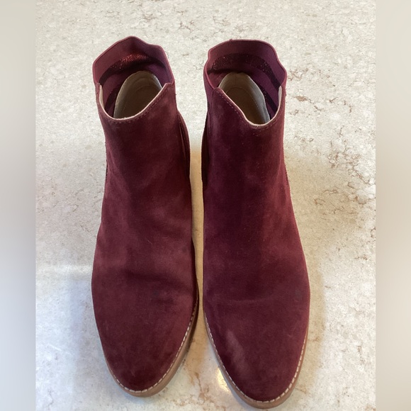 Burgundy Suede Ankle Boots, Boden, size 10.5 - Picture 1 of 6